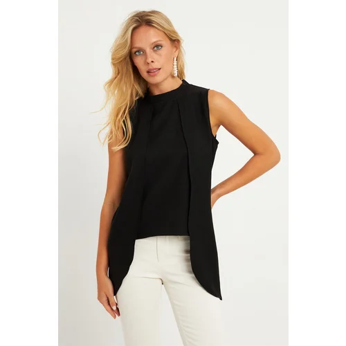 Cool & Sexy Women&#39;s Black Woven Blouse