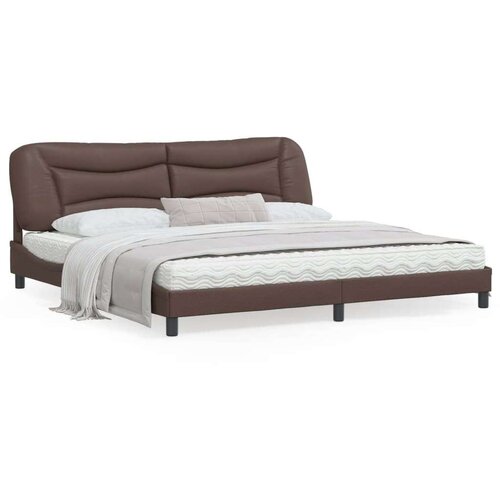  Posteljni okvir z LED lučkami rjav 200x200 cm umetno usnje, (21111703) Slike