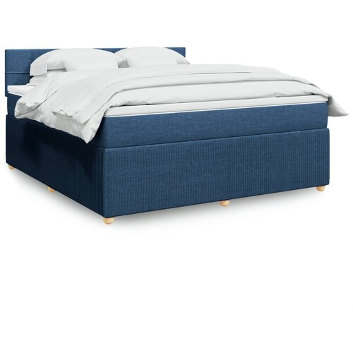 vidaXL Box spring postelja z vzmetnico modra 180x200 cm blago Cene