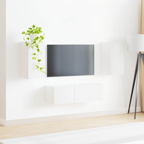  Set zidnog ormarića za TV Zidne 4 pcs Bijelo Konstruirano drvo Slike