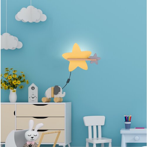 Candellux star zidna lampa 5W led iq kids sa kablom, prekidačem i utikačem zlatna+siva Slike