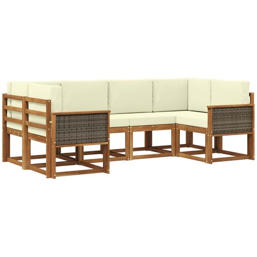 vidaXL Zunanja garnitura za sedenje z blazino 6 pcs Naravna in smetana, (5000280282) Cene