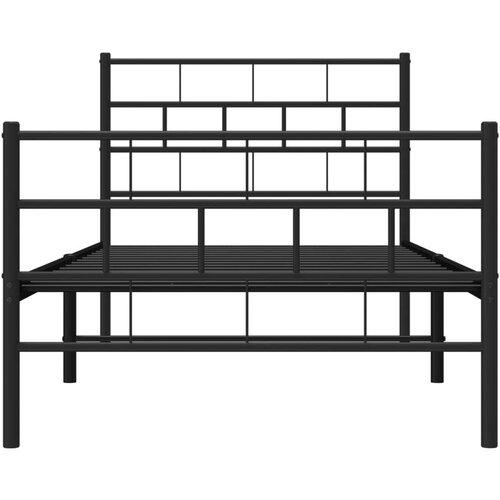 vidaXL Kovinski posteljni okvir z vzglavjem in vznožjem črn 90x200 cm Cene