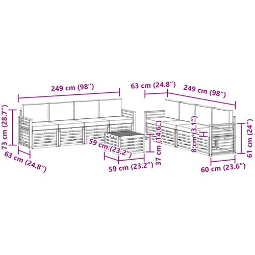  Setovi sofa s jastukom 9 pcs Bijela i krem Poliester Slike