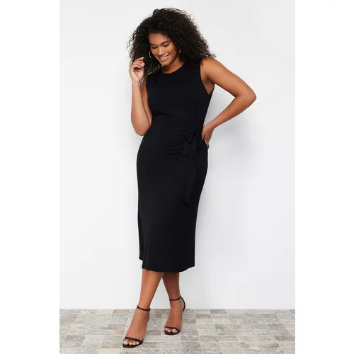 Trendyol Curve Black Faux Lace Detailed Knitted Dress