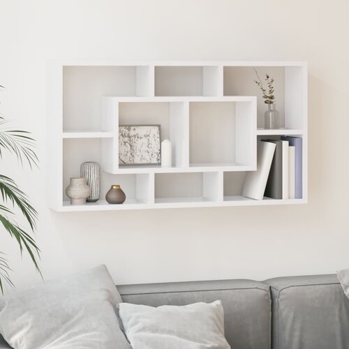The Living Store Zidna polica za izlaganje s 8 odjeljaka Bijela visokog sjaja Cijene