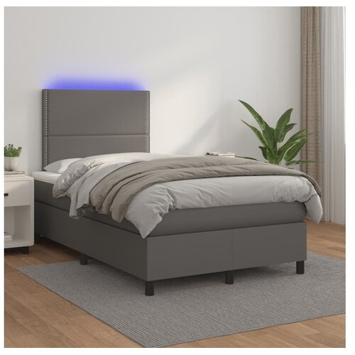  Krevet box spring s madracem LED sivi 120x200cm od umjetne kože Cene