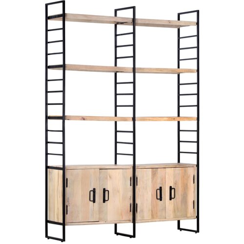 VidaXL Knjižna omara 4-nadstropna 124x30x180 cm trden mangov les Slike