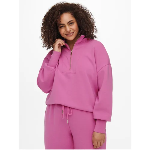 Only Dark Pink Women's Sweatshirt with Stand-Up Collar CARMAKOMA Lett - Women