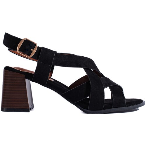 Shelvt Black suede stiletto sandals Cene