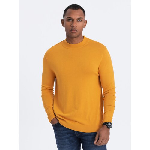 Ombre Men's knitted half turtleneck with viscose - mustard Slike