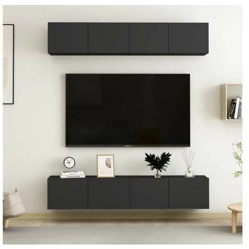  TV omarice 4 kosi črne 80x30x30 cm iverna plošča