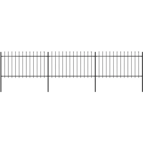 vidaXL Vrtna ograja s koničastimi vrhovi jeklo 5,1x1 m črna