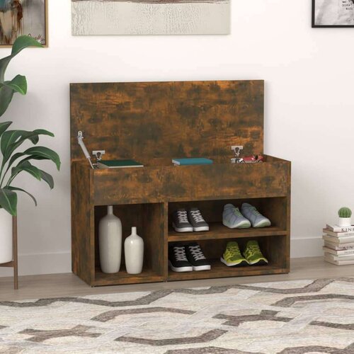 vidaXL klop za čevlje dimljeni hrast 80x30x45 cm konstruiran les Cene