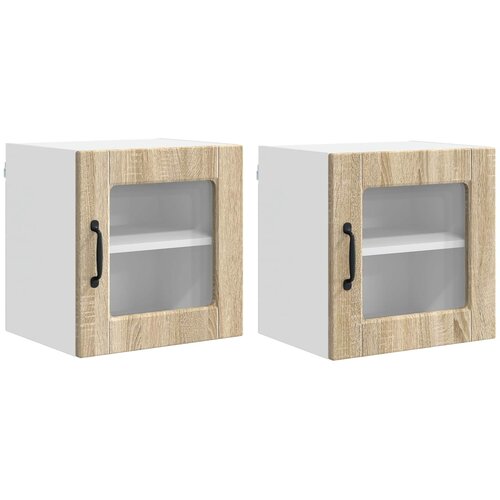  Zidni stakleni ormarić 2 pcs Sonoma hrast 40 x 31 x 40 cm Slike