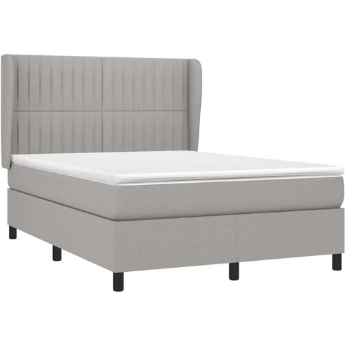  Krevet s oprugama i madracem svjetlosivi 140x190 cm od tkanine Slike