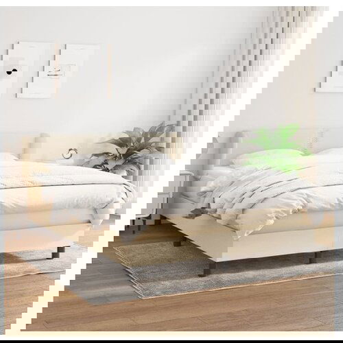 VidaXL Krevet s oprugama i madracem krem 140 x 190 cm od tkanine Slike