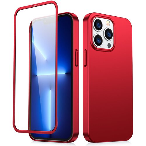 Joyroom Ovitek za iPhone 13 Pro, zadnji in sprednji pokrov + kaljeno steklo, rdeč, (21522531) Slike