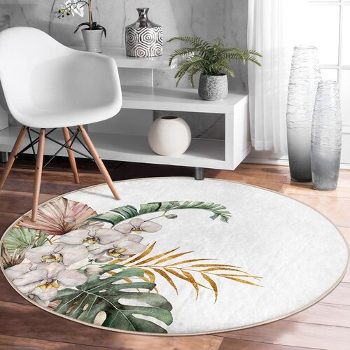 Mila Home Kremno bela pralna/primerna za robotski sesalnik okrogla preproga &amp;oslash; 120 cm Comfort &amp;ndash; Slike