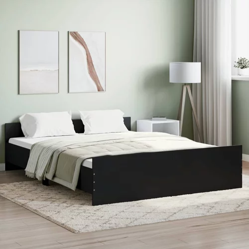 vidaXL Okvir kreveta s uzglavljem i podnožjem crni 150 x 200 cm