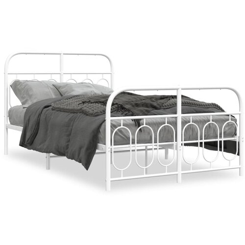vidaXL Metalni okvir kreveta uzglavlje i podnožje bijeli 120x190 cm Cijene