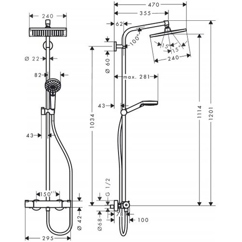 Hansgrohe termostatska armatura Crometta E 240 1jet Ecosmart (27281000) Slike