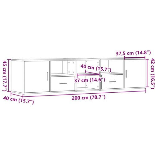 VidaXL Kutni ormarić boja dimljenog hrasta 200x40x45 konstruirano drvo Slike