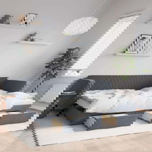 vidaXL Izvlečna dnevna postelja s predali temno siva 100x200 cm žamet, (20930026) Cene