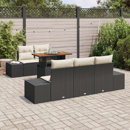  Set vrtnih sofa od 6 s jastučićima crni poliratan Slike
