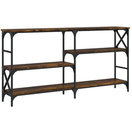 Maison Chic konzolna miza - miza ob steni dimljen hrast 150x29x76,5 cm inženirski les, (21786472) Cene