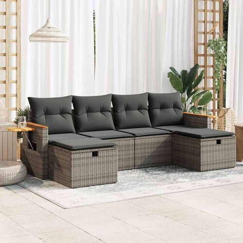vidaXL 6-dijelni set vrtnih sofa od poliratana s jastucima sivi Cijene