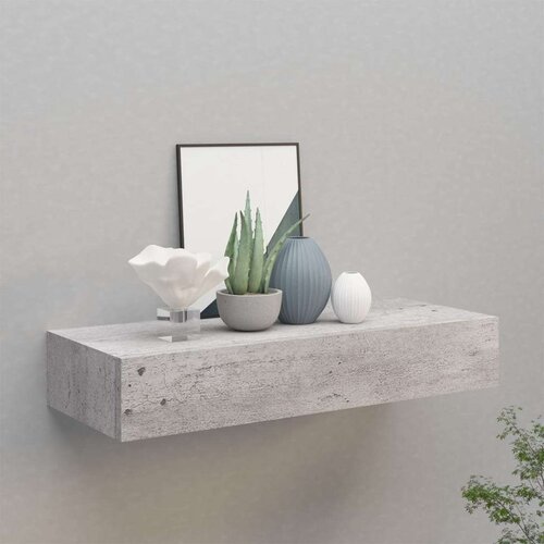 vidaXL Stenska polica s predalom betonsko siva 60x23,5x10 cm mediapan Cene