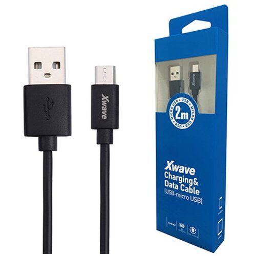 X Wave kabl USB2.0 na micro usb 2M 2A,PVC,crna Slike