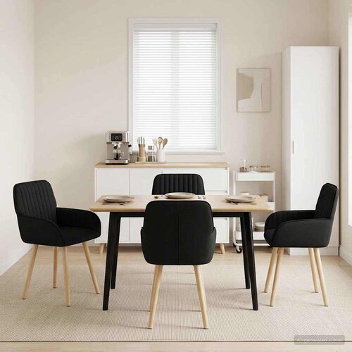 vidaXL Trpezarijske stolice 4 pcs Tkanina Crna 56,5 x 50 x 87,5 cm Cene