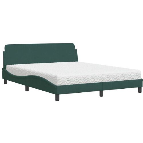 VidaXL Postelja z vzmetnico temno zelena 160x200 cm žamet, (21215819) Slike
