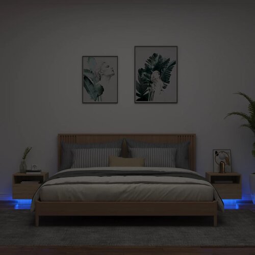  The Living Store Nočna omarica z LED lučkami 2 kosa sonoma hrast 40x39x37 cm - Nočna Omarica, (21503126) Cene