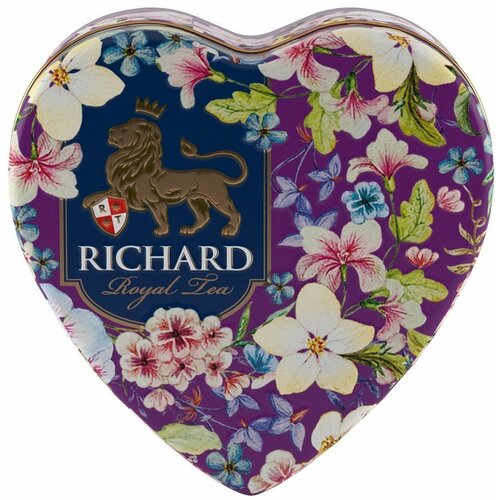 Richard royal heart birds - crni čaj sa sa korom narandže, aromom bergamota i laticama ruže, 30g rinfuz, violet metalna kutija Cene