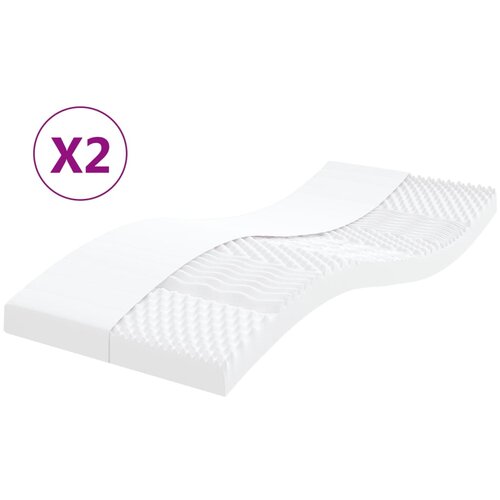 VidaXL Madraci od pjene 2 kom bijeli 90 x 190 cm 7 zona tvrdoća 20 ILD Slike