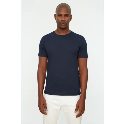 Trendyol Navy Blue Men's Basic Slim Fit 100% Cotton 2-Pack Crew Neck Short Sleeved T-Shirt