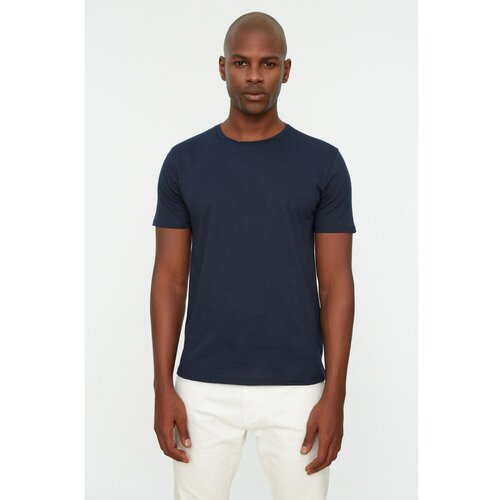 Trendyol Navy Blue Men's Basic Slim Fit 100% Cotton 2-Pack Crew Neck Short Sleeved T-Shirt Slike
