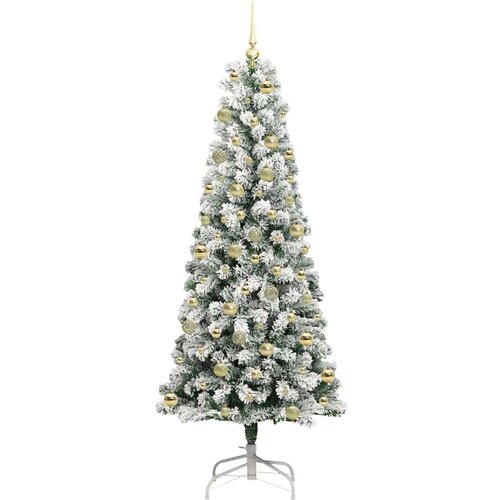 VidaXL Umjetno božićno drvce s nogom Zelena i bijela 210 cm PVC Slike