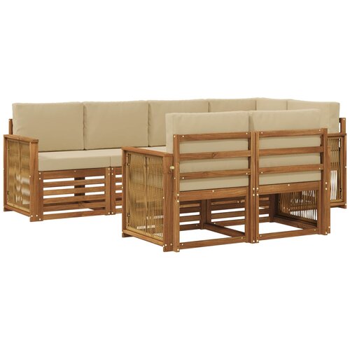 vidaXL Kotna sedežna garnitura z blazino 6 pcs Naravna, (5000283767) Cene