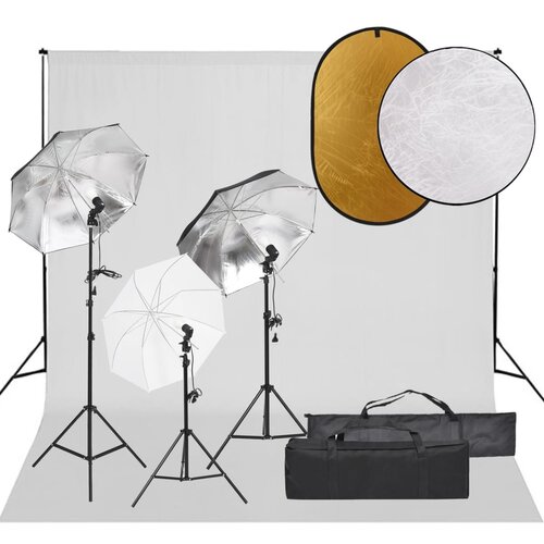 vidaXL komplet za foto studio z lučmi, ozadjem in odbojnikom Cene
