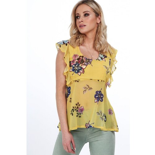 Fasardi Yellow blouse with flowers every day Slike