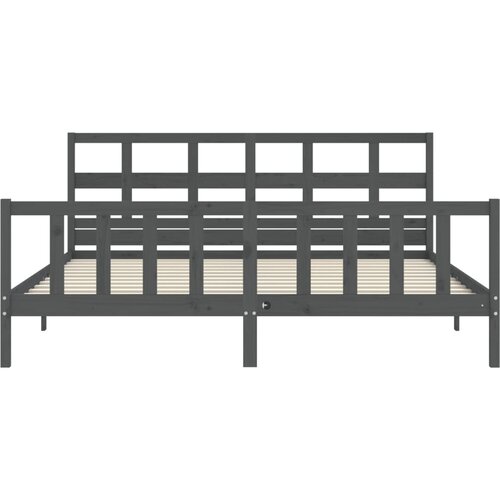  Okvir za krevet s uzglavljem sivi 200 x 200 cm od masivnog drva Slike