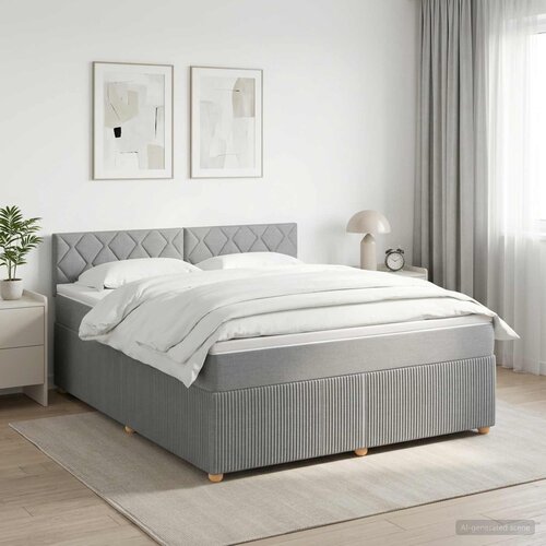  Boxspring krevet s madracem Svjetlosiva 140 x 200 cm Tkanina Cijene