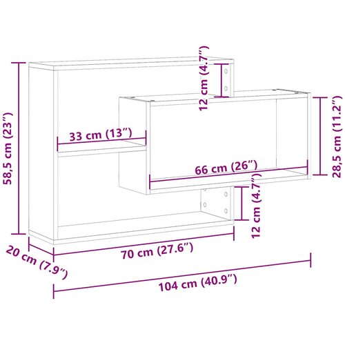 VidaXL Zidna polica staro drvo 104x20x58,5 cm konstruirano drvo Slike