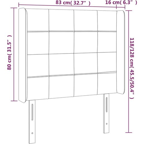 vidaXL LED posteljno vzglavje temno rjavo 83x16x118/128 cm blago Cene