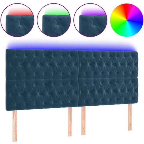  LED uzglavlje tamnoplavo 180x7x118/128 cm od tkanine Slike