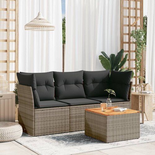 vidaXL 4-dijelni set vrtnih sofa od poliratana s jastucima sivi Cijene